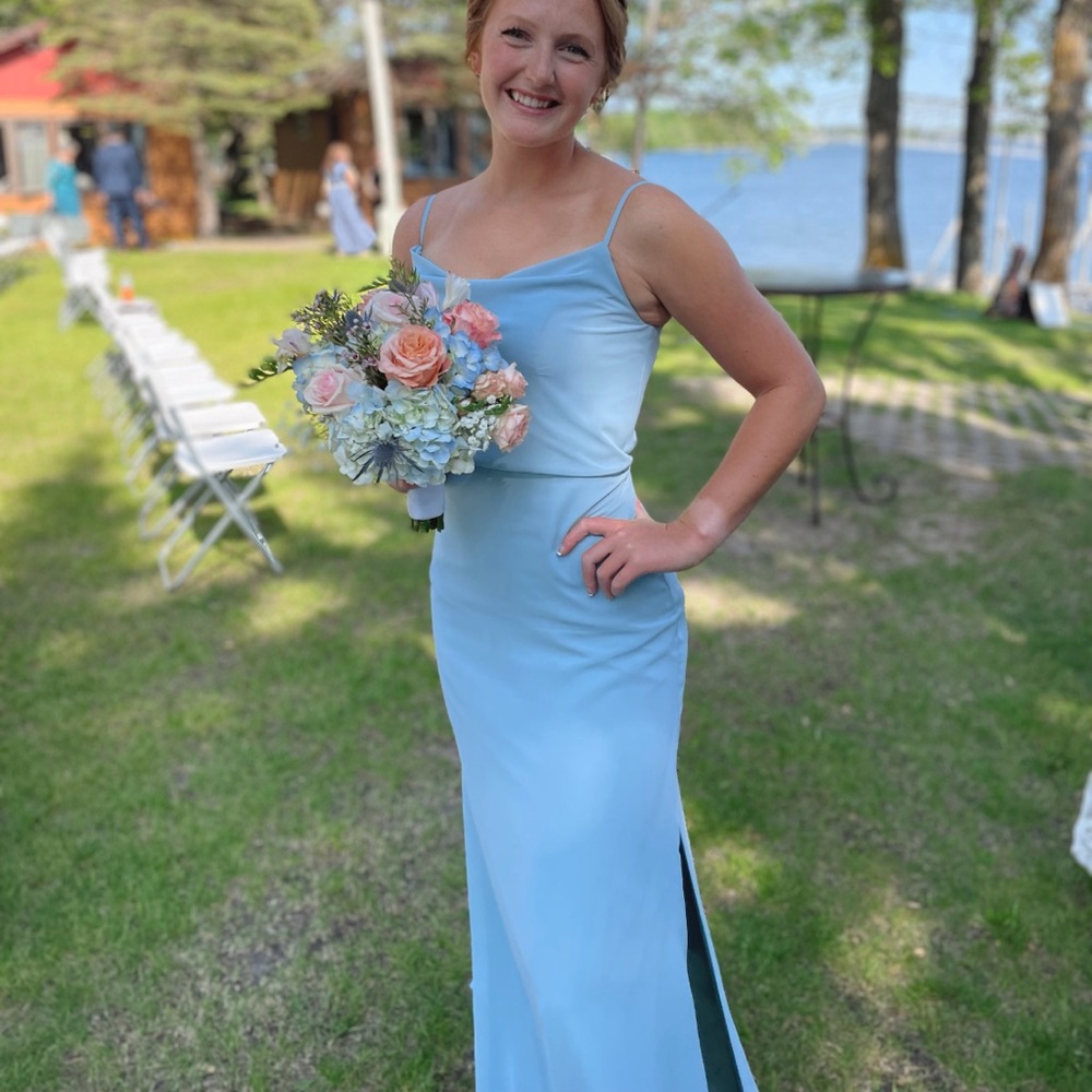 revelry bridesmaid dress. size 2. color is powder sky.
